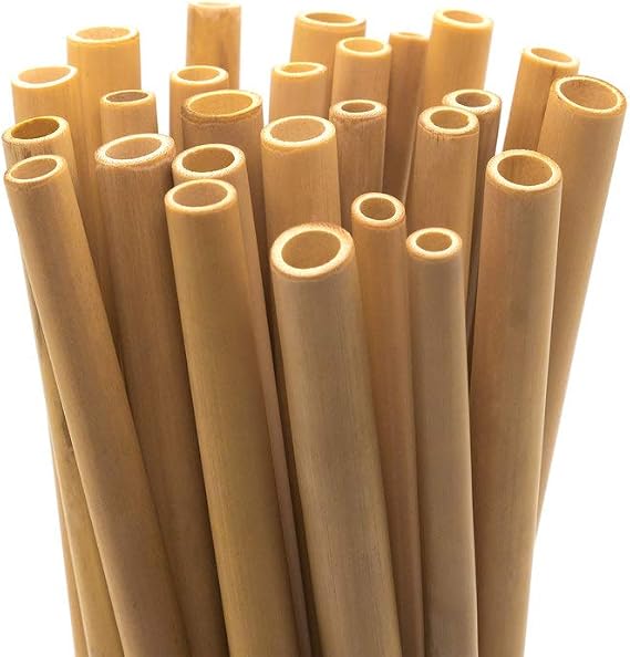 TXV Mart Disposable Reusable Bamboo Drinking Straws 100 pcs, BPA Free, Eco-Friendly 100% Natural, Biodegradable, and Compostable, Heavy Duty, Party, Weddings, Picnics, Holidays