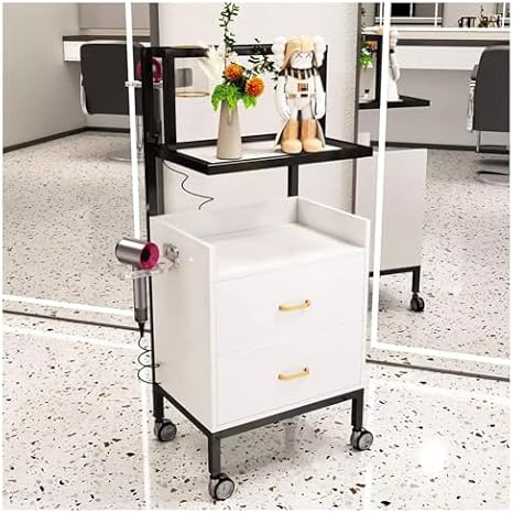 Mobile Beauty Salon Trolley Cart with Wheels, Rolling Barber Storage Cabinet, Professional Hair & Spa Utility Station with Drawer, Perfect for Barbershops & Tat(36X32X87Cm-B)