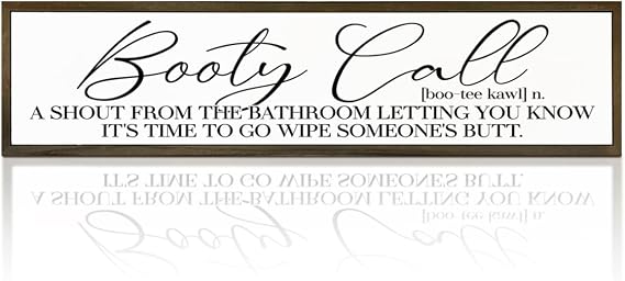Funny Bathroom Signs Decor, Booty Call Sign, Toddler Humor Bathroom Decor, Home Office Restroom Decors, Decorative Wooden Box Sign, Rustic Hanging Wood Signs, 17.8x4x1.2 inches