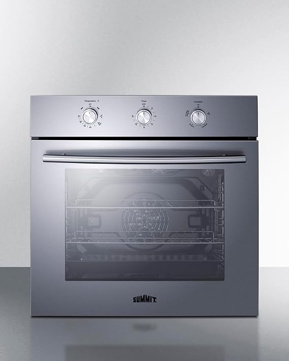 Summit 24" LP Gas Single Wall Oven, 2.3 Cu.ft Stainless Steel Exterior with Broil Bake and Convection Cooking Setting, Knob Control (Stainless Steel, LP Gas)- SGW244SSLP