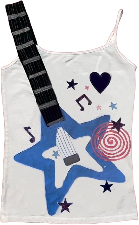 Y2K Punk Rock Tank Top for Women Vintage Graphic Camisole Harajuku Gothic Aesthetic Crop Shirt Grunge Emo Alt Clothes