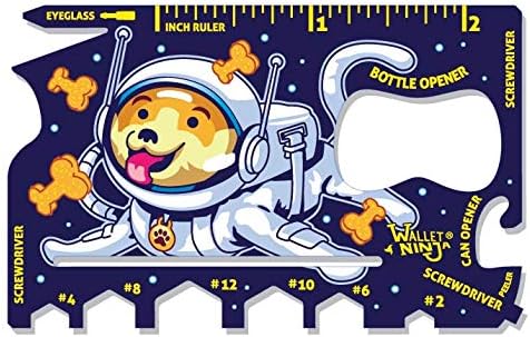 Wallet Ninja Space Puppy, Robot Kitty:18 in 1 Credit Card Sized Multitool - Space Puppy