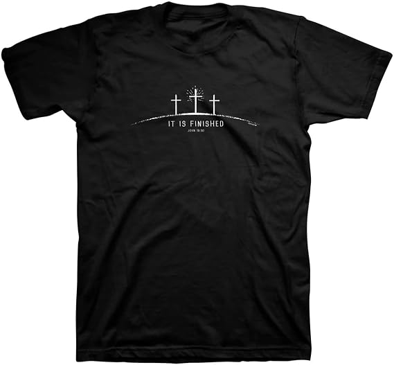 Kerusso It is Finished Crosses Cotton Crew Neck Christian Graphic T-Shirt Jesus Shirt