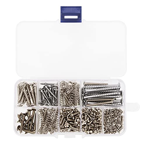 9Types Yootones 226 Pieces Guitar Screw Kit with Springs Compatible with Electric Guitar Bridge, Pickup, Pickguard, Tuner, Switch, Neck Plate, Guitar Strap Buttons & A Tweezers Guitar Accessories