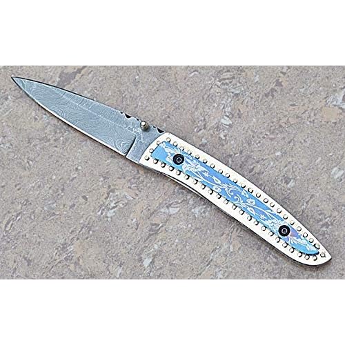 SMART & SHARP Damascus Steel Folding KnifePocket Knife AA-12108 Liner Lock