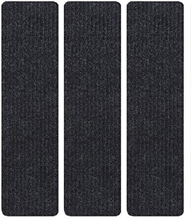 Stair Treads Collection Indoor Skid Slip Resistant Carpet Stair Tread Treads (Black, Set of 3 (7 in x 24 in))