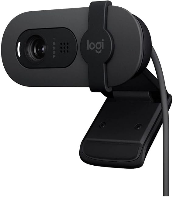 Logitech Brio 100 Full HD Webcam, For Meeting and Broadcast Purposes, Automatic Light Balance, Built-in Microphone, Privacy Cover, USB-A, Microsoft Teams, Google Meet, Zoom Compatible, Black