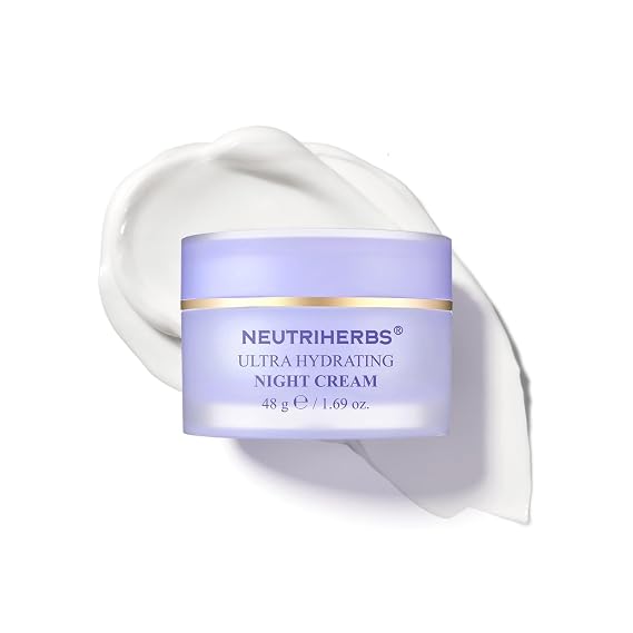 Neutriherbs Ultra Hydrating Night Cream, Face Moisturizer with Jojoba Oil, Ceramide, Squalane, Overnight Face Cream for Dry,Dehydrated Skin,Deep Nourish Hydrated Skin - 1.69oz