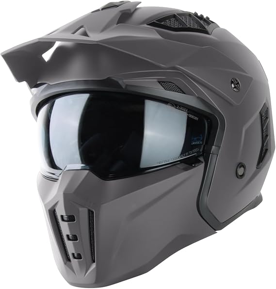 VINZ Kioto Jet Helmet / Streetfighter Helmet ECE 22.06 Approved Motorcycle Helmet Scooter Helmet with Sun Visor / Sun Visor Jet Helmet with Removable Chin Guard