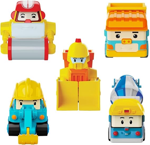 ROI Toys Robocar Poly Mini Construction Vehicles Set of 5 0761