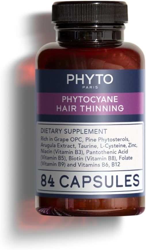 PHYTO PHYTOCYANE Anti-Hair Thinning Dietary Supplement (12-Week Supply), 84 Count (Pack of 1),1 Cap per Day, Vegan, Lactose-Free, Gluten-Free, No Preservatives