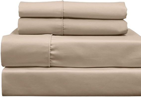 Royal Hotel Twin Sheets Set, 650 Thread Count Cotton Blend Solid, Beige