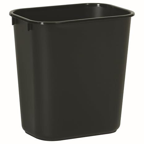 Rubbermaid Commercial Products FG295500BLA Rubbermaid Commercial 295500BK Deskside Plastic Wastebasket, Rectangular, 3 1/2 gal, Black