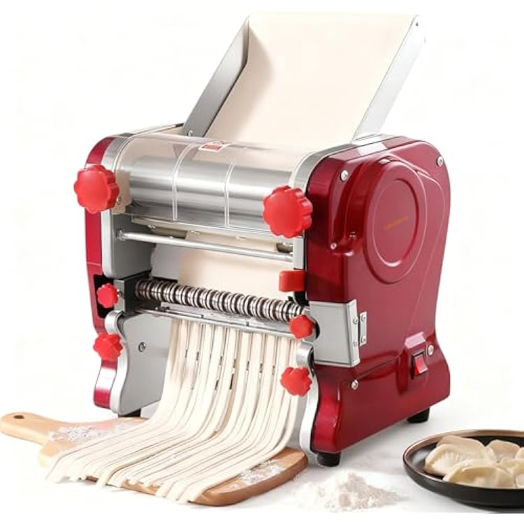 Pasta Maker Machine, Electric Commercial Pasta Roller with Stainless Steel Noodle Press, 39MM Blades, Dough Thickness Adjustable 0.3-5mm for Spaghetti Lasagna Linguine Restaurant Use