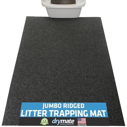 Drymate Cat Litter Box Mat, Litter Trapping Mat, Waterproof, Urine-Proof, Absorbent, Machine Washable, Soft on Paws, Contains Mess, Protects Floors, Kitten Supplies, Charcoal, 30x45 Jumbo XXL