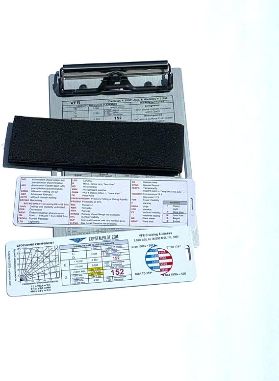Crystal Pilot Aluminum VFR/IFR Kneeboard and Metar Cheat Sheets with Sectional Scale