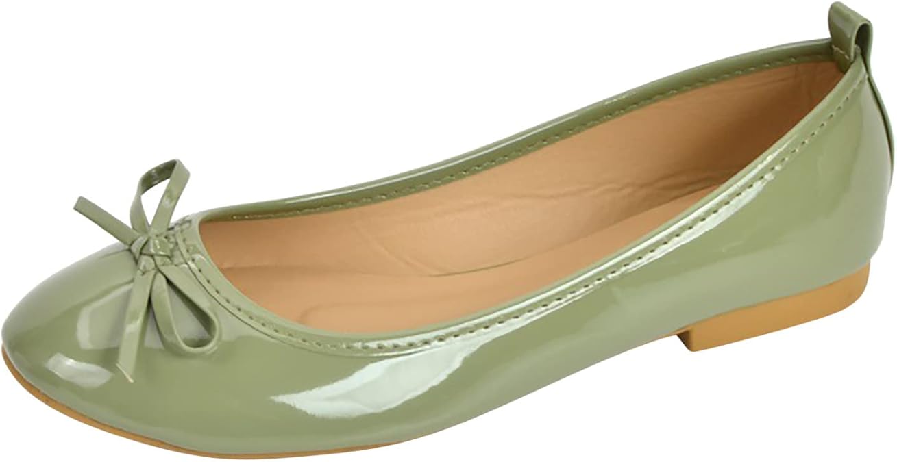 Women Bow Ballerina Shoes UK Sale Clearance Ballet Flats Shoe Slip on Patent Smart Office Formal Casual Dress Pumps Shoes Round Toe Ladies Dolly Ballet