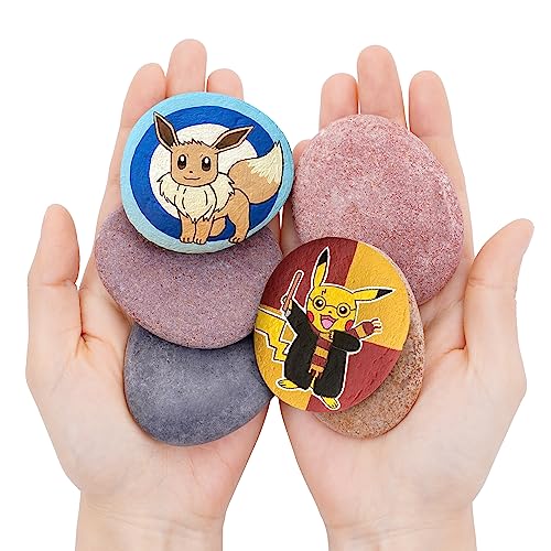 ROCART 24 Large Smooth River Rocks for Painting, Flat Painting Rocks About 2 to 3 Inches in Length Perfect for Kindness Stones, Arts and Crafts, Decoration