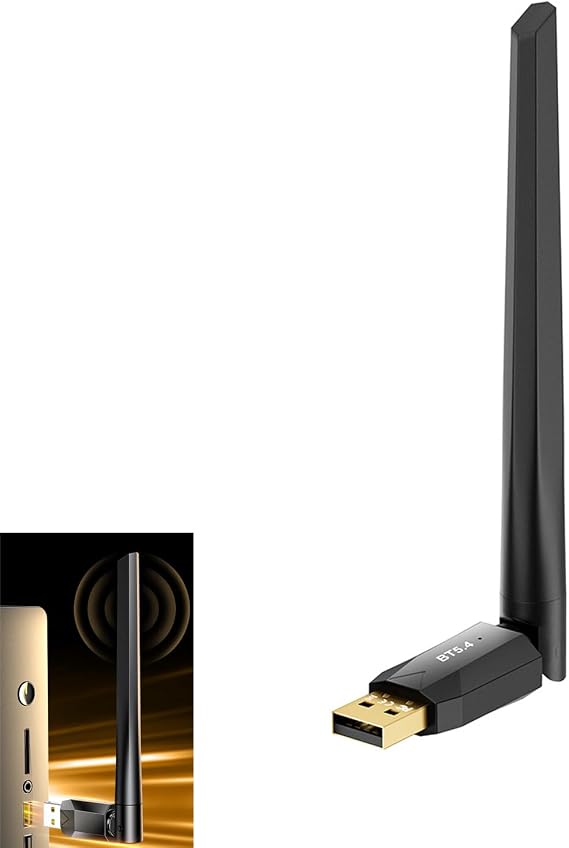 USB Bluetooth Dongle Adapter 5.4 for PC Bluetooth Stick for Windows 11/10/8.1 Desktop Laptop 150 m Long Distances Plug & Play EDR Connection with 7 Devices for Mouse Keyboard Headphones