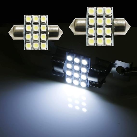 iJDMTOY 1.25-Inch 31mm 12-SMD DE3175 DE3022 DE3021 Festoon Replacement Bulbs Compatible With Car Interior Map/Dome Lights, Trunk Area Lamps, Xenon White