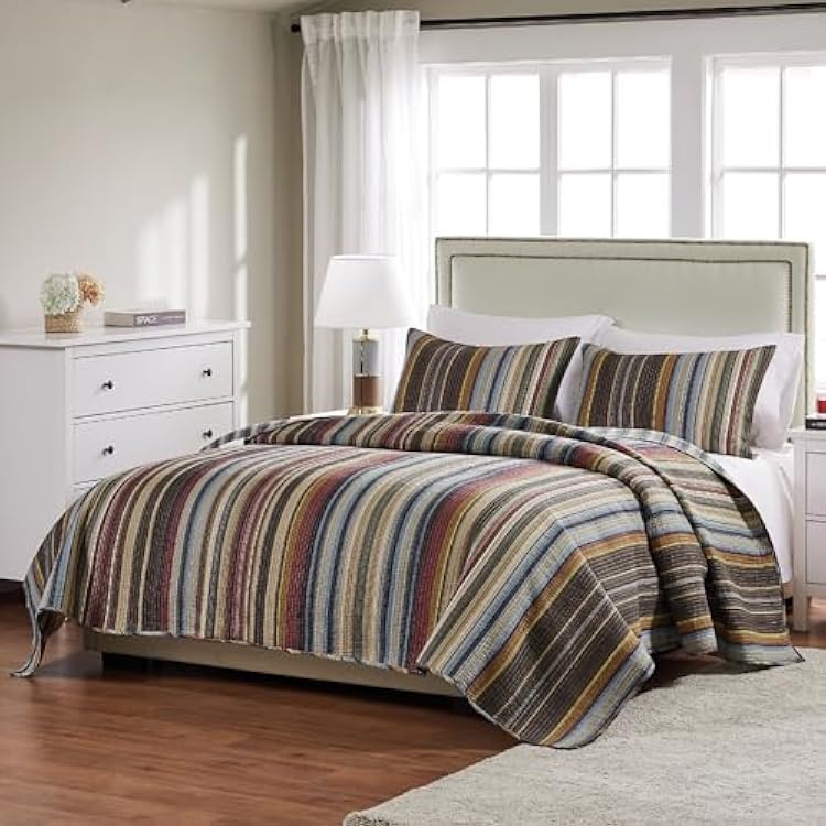 Greenland Home Durango 100% Cotton Reversible Quilt Set, 2-Piece TwinXL, Earth