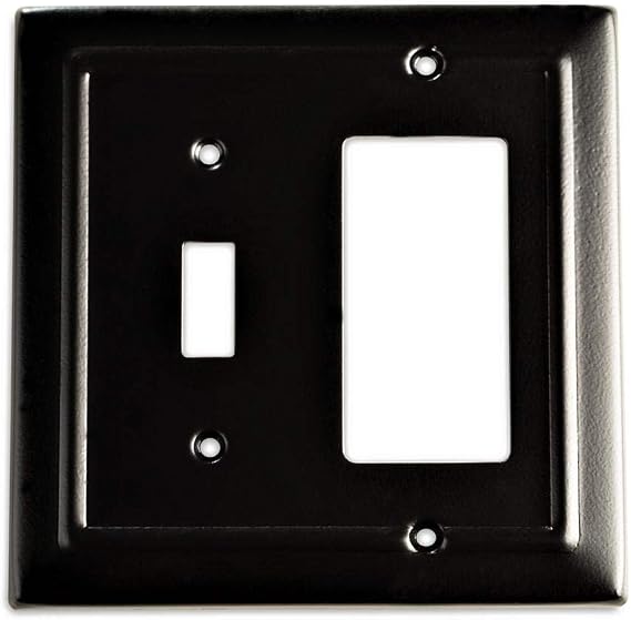 Monarch Abode 19155 Double Switch Architectural Toggle Rocker Combination Aluminum Decorative Wall Plate Switch Plate Outlet Cover, 2-Gang, Matte Black