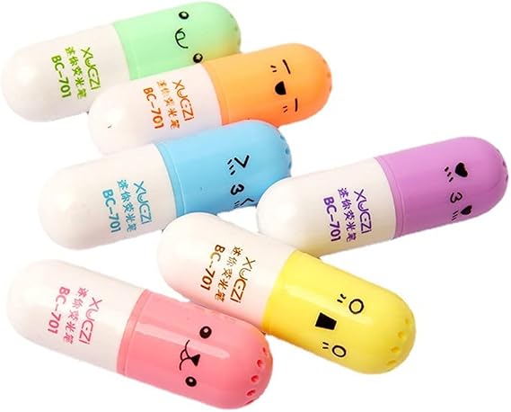 6 Pcs Mini Pill Leaves Eggs Shaped Highlighter Pens for Writing Convenient and Practical Convenient and Clever
