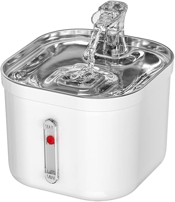 Cat Water Fountain, 2L/68oz Automatic Stainless Steel Pet Fountain Dog Water Dispenser with Replacement Filters & Ultra-Quiet Pump for Cats,Dogs,Multiple Pets