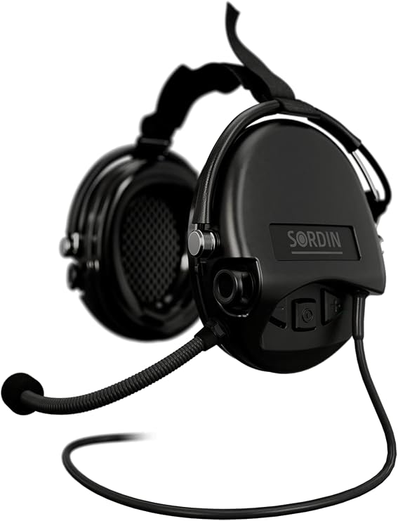 Sordin MIL CC Ear Muffs - 76332-S - Military Ear Defenders w/Radio Connection, Microphone & Neckband - Black