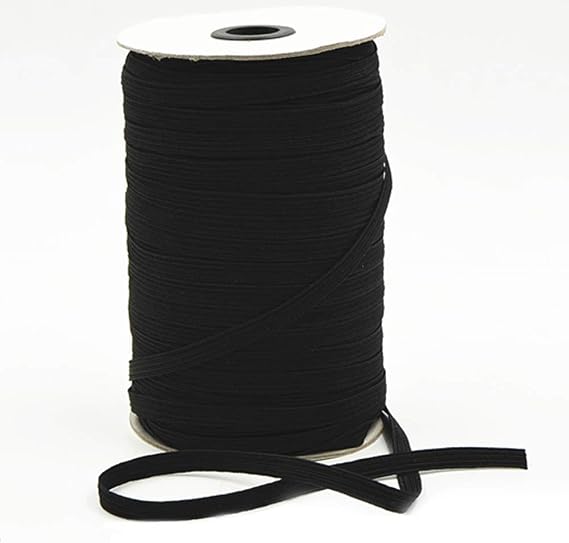 200 Yards Length 1/4 Inch Width Braided Elastic Band Black Elastic String Cord Heavy Stretch High Elasticity Knit Elastic Band for Sewing Craft DIY, Mask