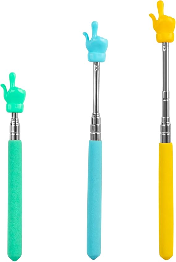 Retractable Finger Pointer Stick for Classroom: Extendable Telescopic Presentation Teacher Pointer Stick for Classroom Whiteboard Pointer (3 Pack)