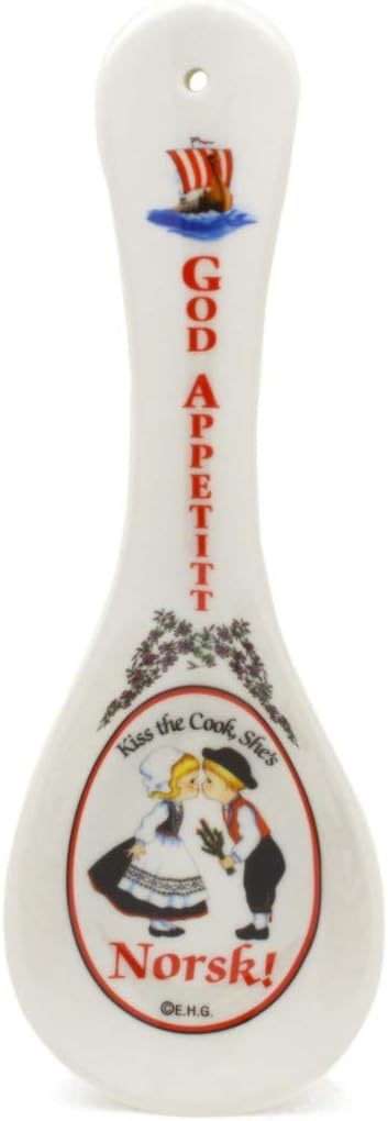 Decorative Ceramic Kitchen Spoon Rest by E.H.G | Norwegian "God Appetitt"...
