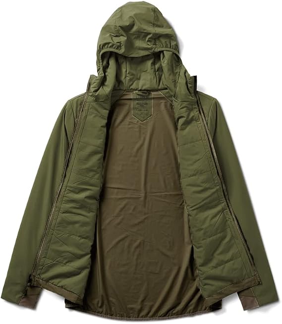 Roark Men's Layover 2.0 Jacket Lightweight Insulated Coat with Hood, Military, XL