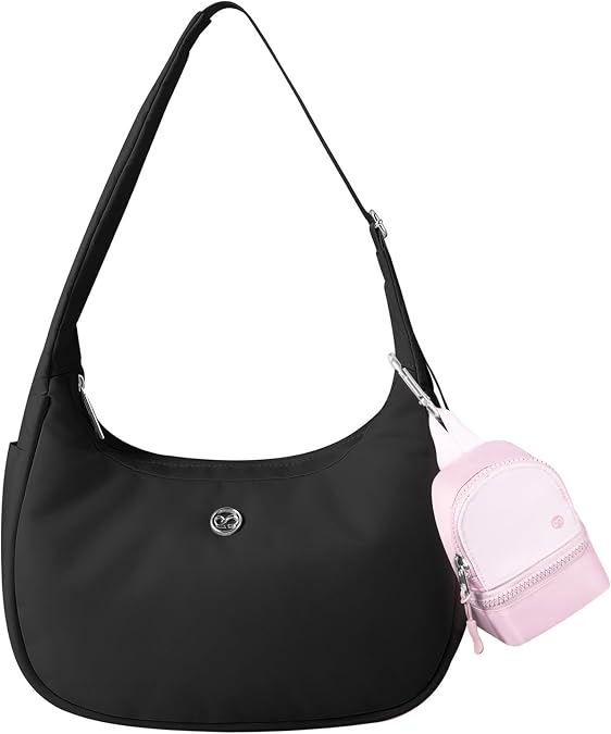 Mini Shoulder Bag Women Nylon Crescent Bag Underarm Shoulder Purse & Mini Backpack Keychain Wristlet Pouch Small Change Coin Purse Cute Zipper Wallet With 3 RFID Card Slots