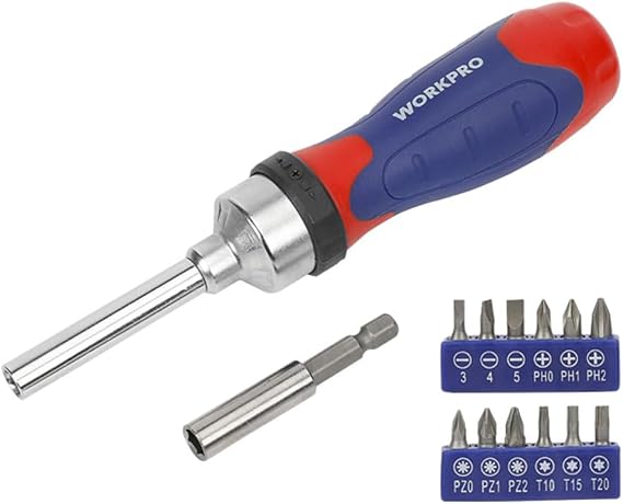 WORKPRO WP200524 14 Piece Professional CR-V Ratchet Bits Screwdriver Set
