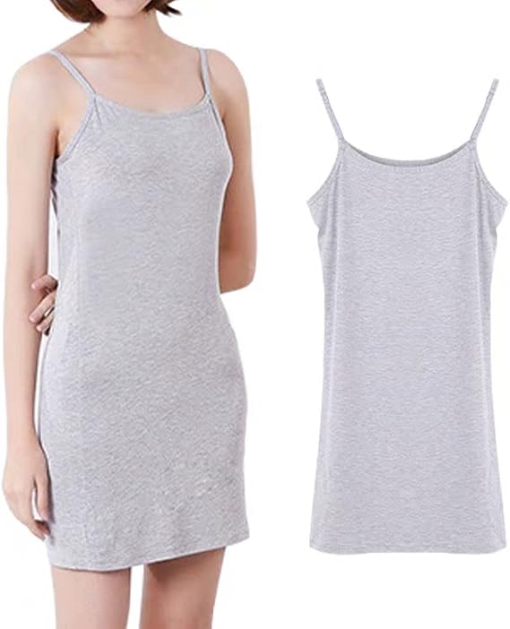Women's Long Camisole, Innerwear, Knee Length, Adjustable Strap, Dress, Room Wear, Plain, Knee Length, Loungewear, Nightwear, Sleeveless