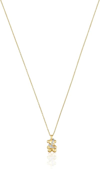 TOUS Lligat Diamond Yellow Gold Pendant Necklace