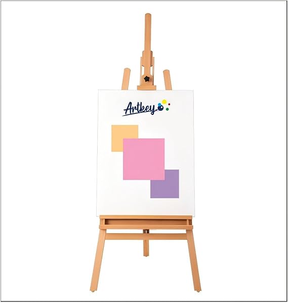 Artkey Wooden Floor Easel for Painting, Adjustable A-Frame Studio Tripod Stand with Canvas Holder Tray for Artists Drawing Display