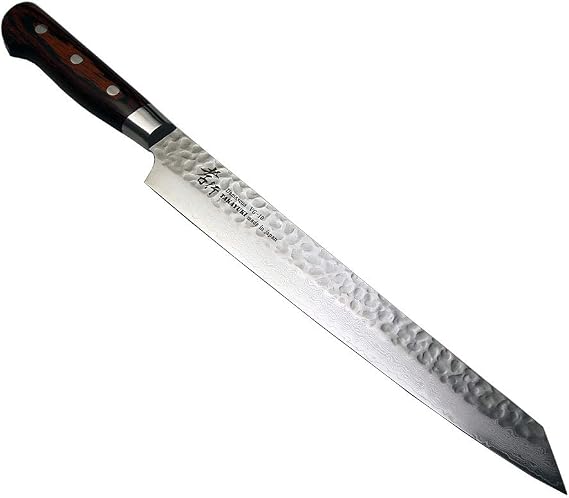 Damascus 33-Layer Hammered Willow Blade with Cutting 10.6 inches 270 mm Double-edged