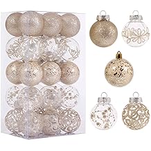 Clear Christmas Ornaments Set, 30ct 2.36inch Purple Shatterproof Christmas Ornaments Balls for Christmas Tree Delicate Stuffed Decorative Transparent Crystal Baubles for Xmas Halloween Wedding Party