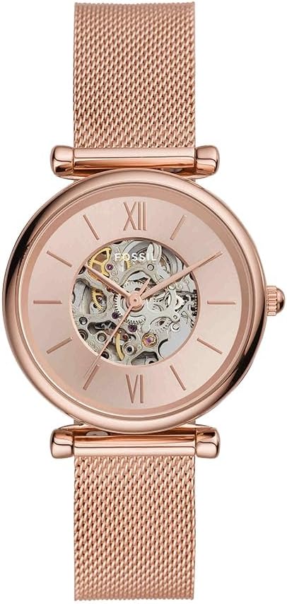 Fossil Carlie Watch for Women, Automatic Movement with Stainless Steel Mesh Strap