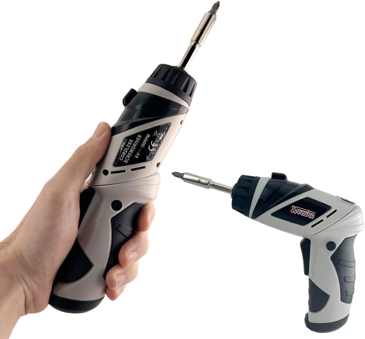 Coverzone Wireless Screwdriver – 6V 180RPM, Foldable Body with LED Light, Forward-Back Function, 4xAA Battery Operated, Soft Grip Electric Screwing Set | KCS-616
