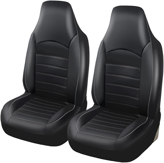 Car Seat Covers 2 Front Universal PU Leather Car Seat Covers High Back Bucket Seat Cover Set for Most Cars, Trucks, SUVs and Van Seat Cover(Gray)