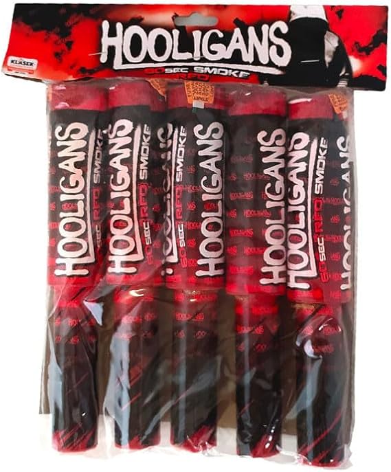 RED SMOKE 60seconds COLOUR BOMBS PHOTOGRAPHY WEDDINGS FUSE IGNITION (NOT RING PULL) - PACK OF 5