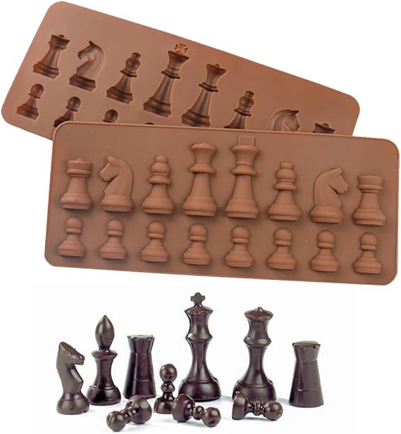 2pcs Silicone Chocolate Mold International Chess Shapes Chocolate Cake Jelly Ice Fondant Mold Mould Baking for DIY Candy Cake Topper Decoration