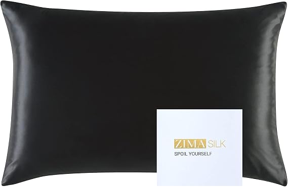 ZIMASILK 25 Momme 100% Pure Mulberry Silk Pillowcase for Hair and Skin Care, Highest Grade 6A Pillow Cases for Women, Long-Lasting Durablity, Gift for Women Men, 1Pc (Standard 20"x26", Black)
