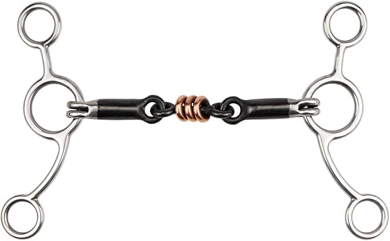 Stainless Horse Snaffle, Western All Purpose Horse Snaffle Black Steel Double Jointed Mouth Snaffle Bit Wire Wrapped Mouth for Training Equestrian Equipment