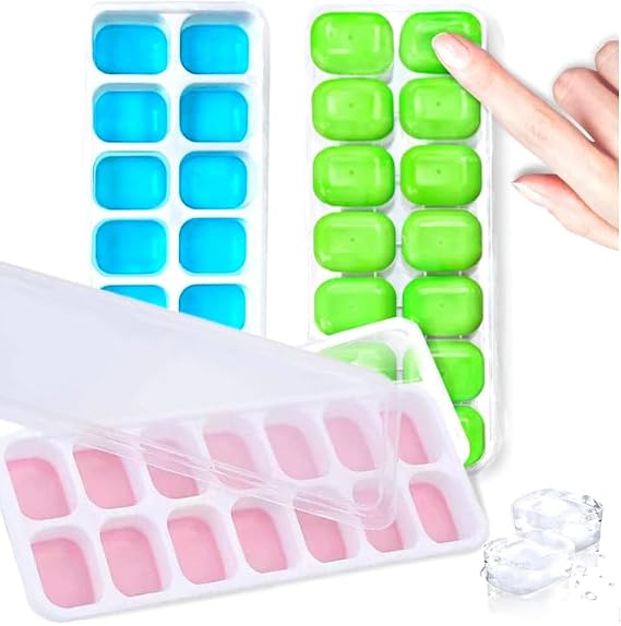 Ice Cube Trays, InspireTag 3 Pack Easy Release Ice Cube Trays for Freezer, Nugget Ice Tray for Freezer, BPA Free, Silicone Ice Trays for Freezer, Stackable Ice Tray for Freezer