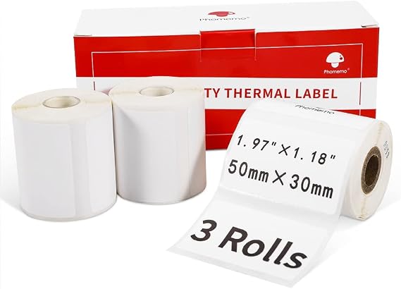 Phomemo 3 Rolls M110 Thermal Labels, 50×30mm, for M110/M220/M108, 690 PCS