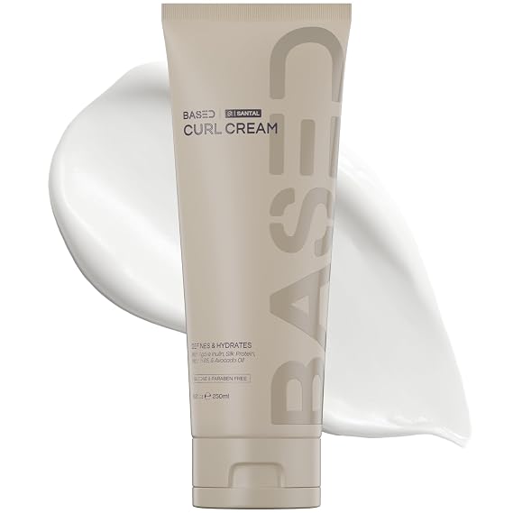 BASED Curl Cream for Men, Curl Defining Cream for Curly Hair, No Harsh Chemicals or Artificial Fragrance, Medium Hold, Hydrates & Nourishes with Agave, Silk Protein & Castor Oil, 8.5 oz (Pack of 1)